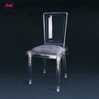 Square Back Plastic Resin Chiavari Chair Foldable Transparent For Wedding