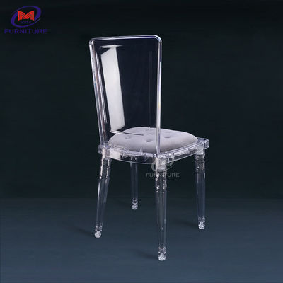 Square Back Plastic Resin Chiavari Chair Foldable Transparent For Wedding
