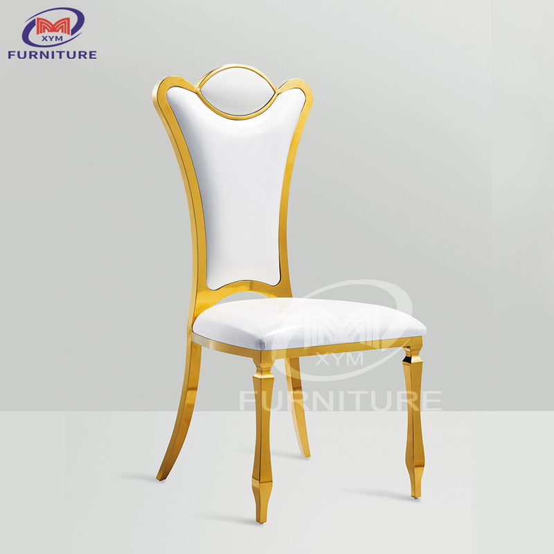 High End Hotel Banquet Chair , Gold High Back Stainless Steel Wedding Event Chairs